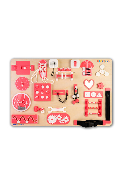 Creatii 3D Placa senzoriala (busy board)– "COMPLEXă Placă mi-ați luat…" Roz si alb