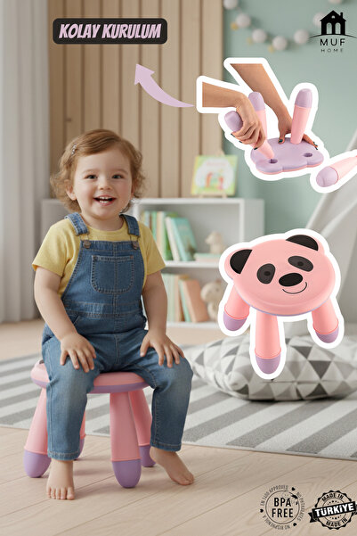 Genel Markalar Panda Desenli Renkli Sevimli Çocuk Taburesi Banyo Yükseltici B...