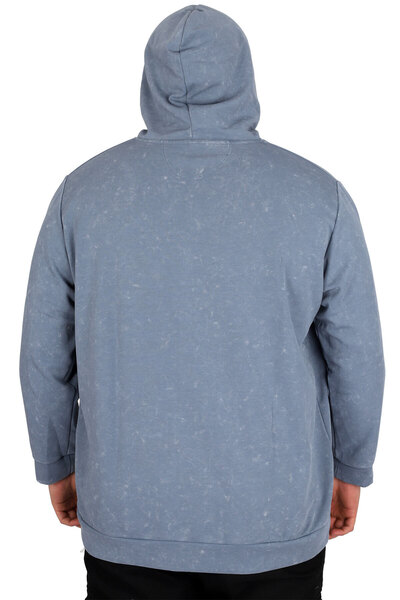 ModeXL Mode XL Великий розмір Чоловічий худі з капюшоном Кислотне прання Інтерлок U24167 Синій