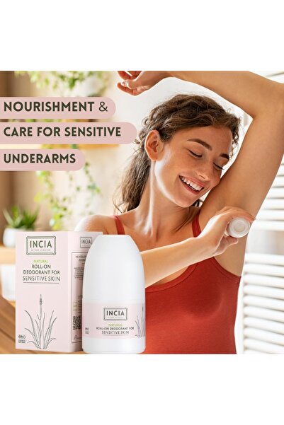 Incia %100 Doğal Roll On Deodorant Hassas Ciltler İçin Ter Kokusu Önleyici Lekesiz 50 ml