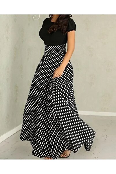 rengafashion Fusta de damă din țesătură creponată cu buline Rochie cu buline ...