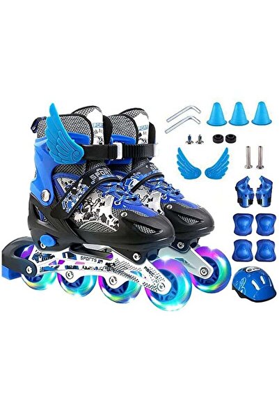 Arabest مجموعة تزلج مضمنة للأطفال مع عجلات مضيئة، 4 عجلات