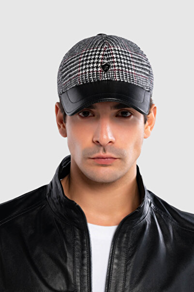 Tamer Tanca Erkek Deri & Tekstil Siyah Beyzbol Şapka