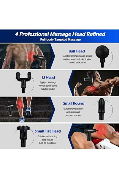 Arabest Muscle Massage Gun, 6 Speeds, 4 Heads, Type-C Rechargeable