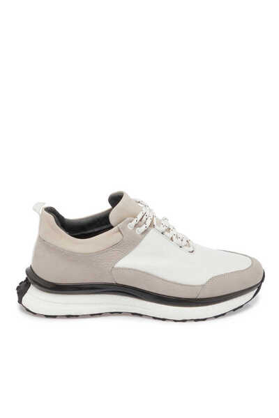Tergan Gray Genuine Leather Men's Sneakers - E24I1Ay56798-B43