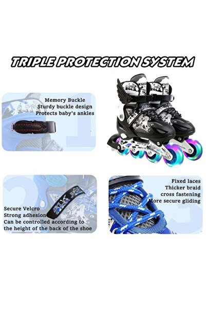 Arabest Kids Inline Skate Set with Luminous Wheels, for Begginers