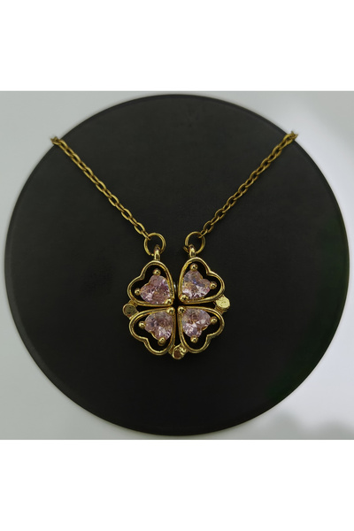 Vionte Shop Pembe Taşlı Yonca Kolye