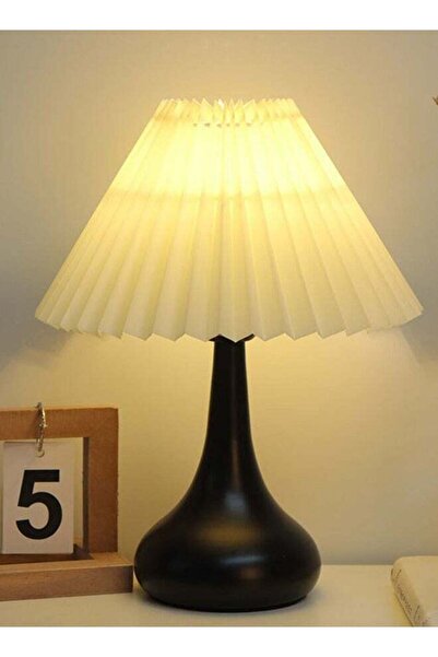 Najwa Vintage Table Lamp with Pleated Fabric Shade, White