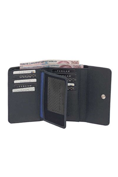 Tergan Navy Blue Genuine Leather Women's Wallet - S1Cb00005788-I91