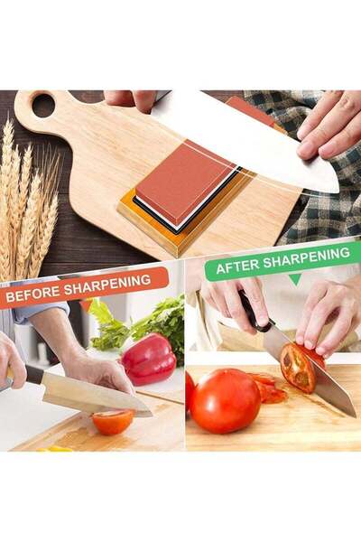 Arabest Whetstone Knife Sharpening Set, Double Sided, with Bamboo Base