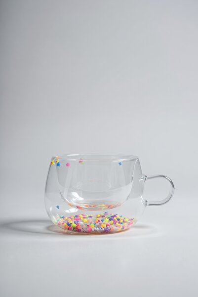 Kitchen Way Çift Cidarlı Borosilikat 200ml Yıldız Figürlü Cam Kupa Bardak Kw-...