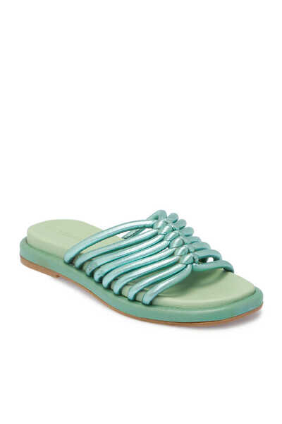 Tergan Yeşil Hakiki Deri Kadın Terlik - K24Y1TR67666-S1X