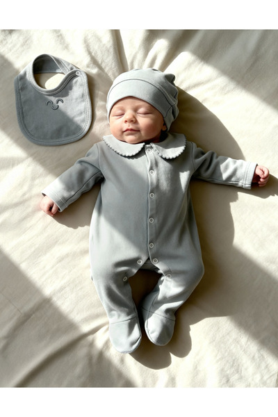 Agula 3’lü Gri Yenidoğan Bebek Takımı