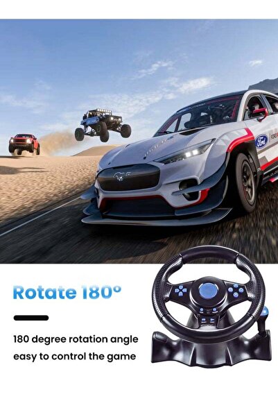 Bukela 7-in-1 Gaming Racing Wheel with Pedals & Shifter (Vibration, USB, 180°) for Switch/Xbox/PC/P