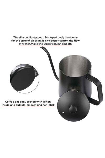 Bukela Stainless Steel Gooseneck Tea Kettle, 600ml, Black for Stovetop