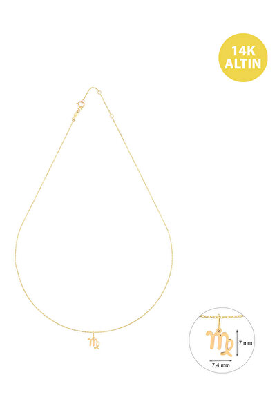 KURSHUNI Taşsız BAŞAK Burcu (Ağustos 23 - Eylül 22), 14K Altın Kolye