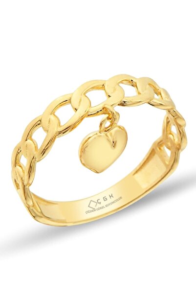 Çgk Çiğdem Gürel Kuyumculuk Kalp Sallantılı Kilit Altın Yüzük