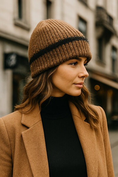 Luminos Butik Women's Brown Wool Beret Bere1143