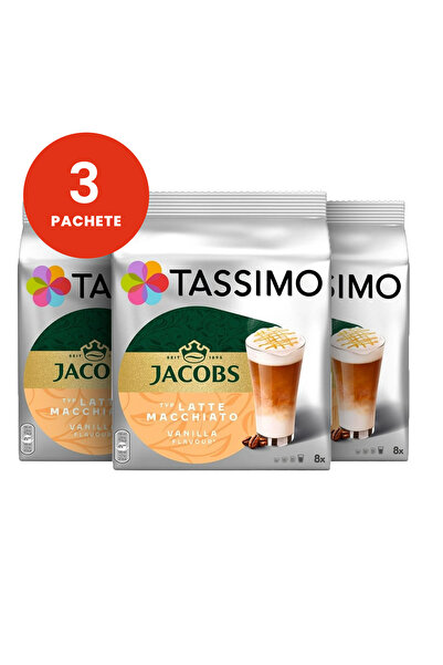 tassimo Set 3x Capsule cafea, Jacobs Latte Machiato Vanilla, 8 bauturi x 295 ml