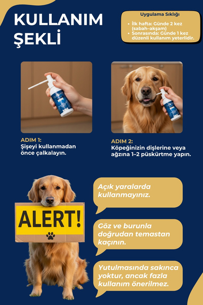 Cleapet Köpek & Kedi Ağız ve Diş Bakım Spreyi - Tartar Önleyici, Ferah Nefes Etkili, Doğal Formül- 100 ml.