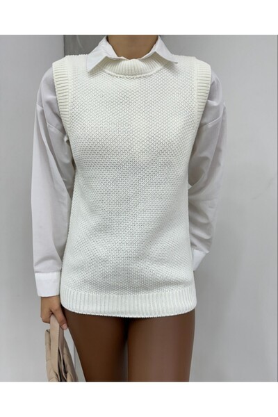 Modamorfo Принц В'язаний светр з велосипедним коміром - Екрю