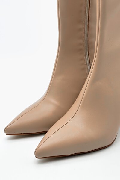 Shoebutik Γυναικείες μπότες με τακούνι Wanna Beige