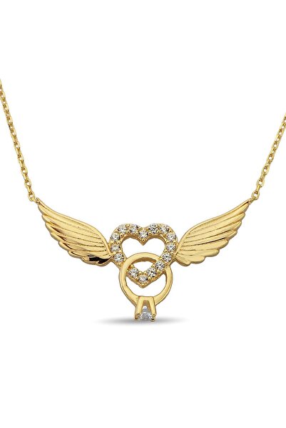 Çgk Çiğdem Gürel Kuyumculuk Kanatlı Tektaş Altın Kolye