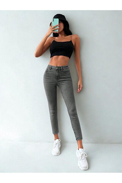 Polo State Blugi de damă skinny cu talie înaltă - gri