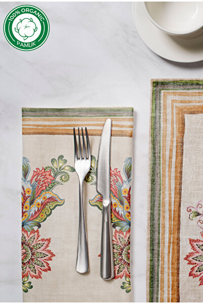 MOSHEYA HOME Servis Altlığı %100 Pamuk Panama Kumaş, 40x60 cm Canlı Desenli S...