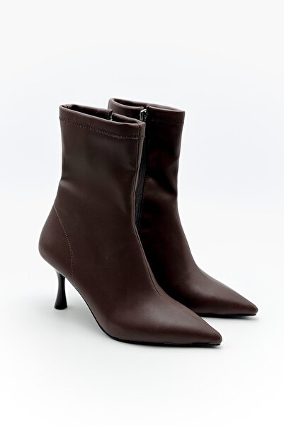 Shoebutik Wanna Acı Kahve Kadın Topuklu Boti