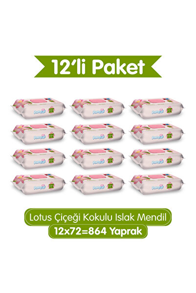 Paddlers Lotus Çiçeği Kokulu Islak Mendil 12x72 li Koli (864 Yaprak)