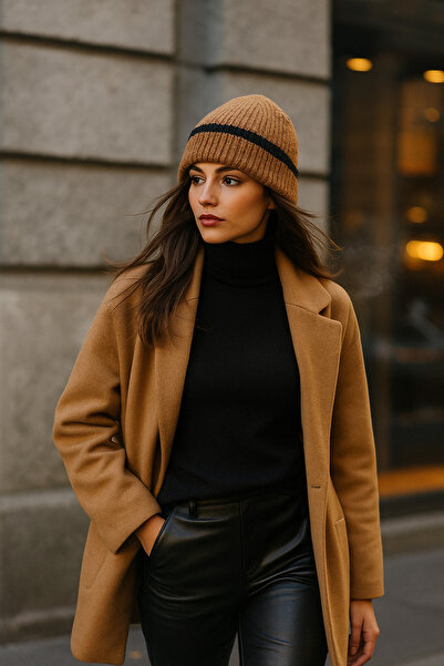 Luminos Butik Women's Brown Wool Beret Bere1143