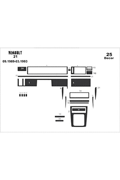 Marscockpitdesign رينو 21 مدير وحدة التحكم-تورد 1989-1993 25 قطعة