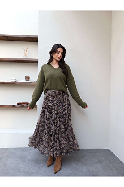 ESRAHELVACI Fusta din șifon cu model etnic