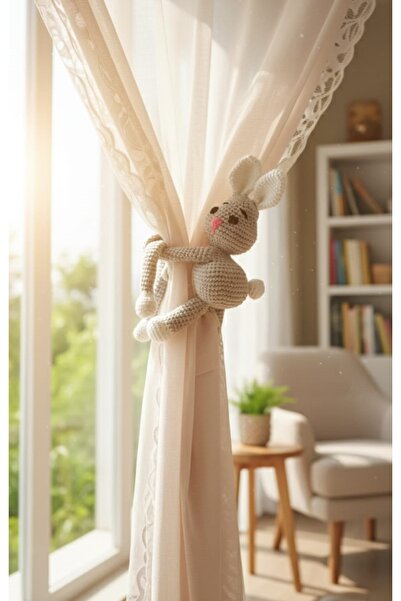 TechStore Amigurumi perde tutucu sevimli tavşan