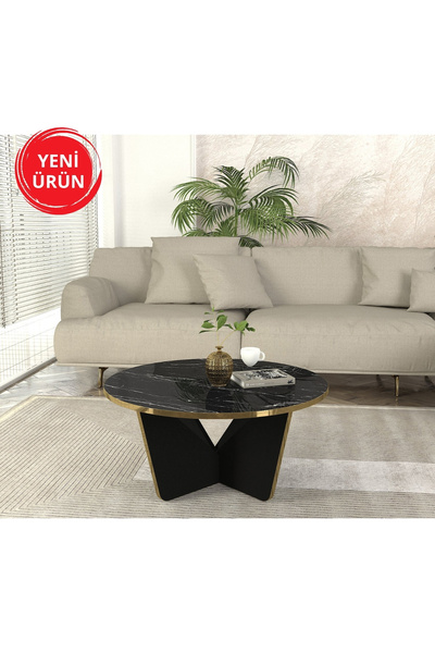 Dekorister Lagerta Orta Sehpa Siyah Mermer - Siyah