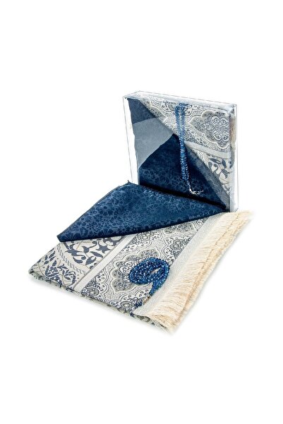 İhvan Anneler Gününe Özel Kutulu Set Seccade Örtü Tesbih Lacivert