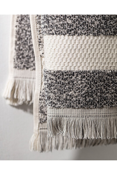 Madame Coco Brest Gesichtshandtuch aus 100 % Baumwolle, garngefärbt – Anthrazit – 50 x 85 cm – Kollektion