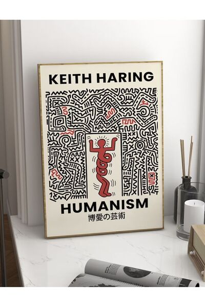 Taranist Kağıt Poster Keith Haring Humanism A3 Boyutta Kuşe Kalın