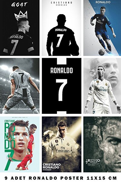 Taranist Kağıt Poster Christiano Ronaldo Kalın Kuşe Seti Erkek Çocuk Odası Dekorasyonu 8 Adet 11x15 Cm