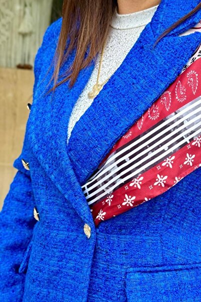 Suziş Сакс синьо туидно палто с златни копчета, подплатено, с двойно закопчаване key35793