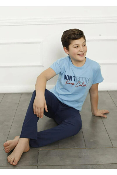 Akbeniz Set de lenjerie de dormit din bumbac cu mânecă scurtă pentru băiat - 20380