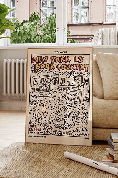 Taranist Kağıt Poster Keith Haring New York Is Book Country 33x48 Cm Kuşe Kal...