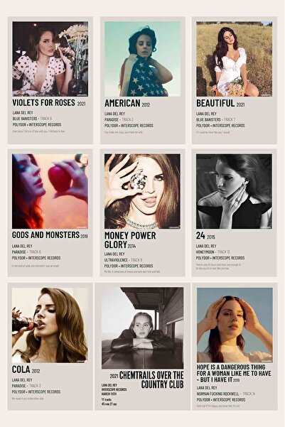 Taranist Kağıt Poster Lana Del Rey Polaroid Albüm Seti 9 Adet 10x15cm