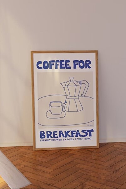 Taranist Kağıt Poster Coffee For Breakfast Mocha Pot Minimalist Modern Dekora...