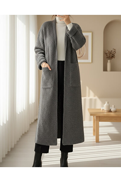 Modamorfo كارديجان طويل من التريكو بجيبين - مدخن