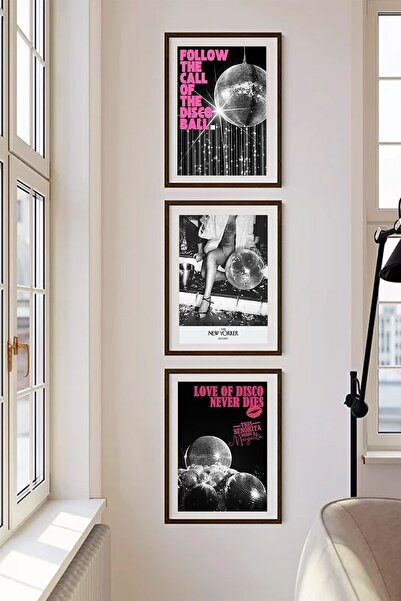 Taranist Kağıt Poster 3 Adet Disco Party Disko Topu Kuşe Kağıt Poster
