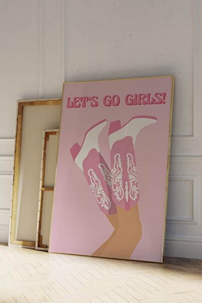 Taranist Kağıt Poster Duvar Dekorasyonu Kalın Kuşe Dekoratif Ters Kovboy Çizme Pembe Girl