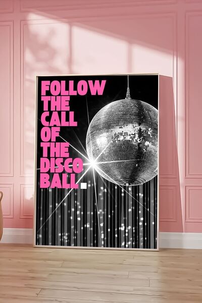 Taranist 33x48 Cm Kağıt Poster Disco Ball Party Girl Disko Kafa Lucky 777 Los...