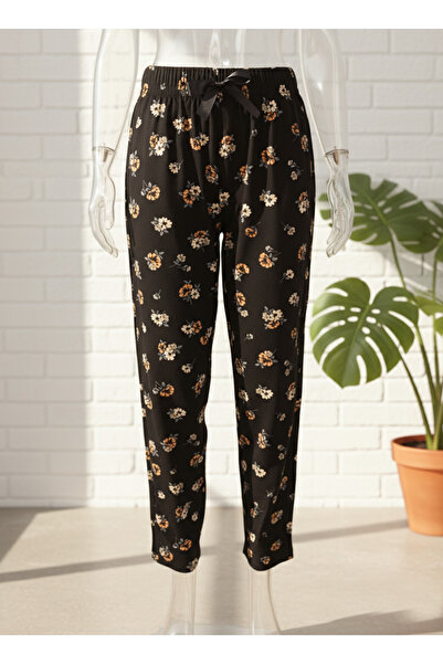 Altınay Floral Motif Pocketless Viscose Summer Women's Pajama Bottoms